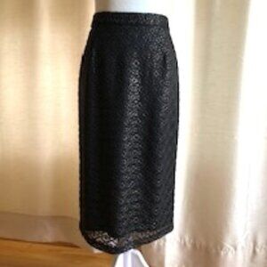 Badgley Mischka Metallic Textured Print Black Skirt, Size L